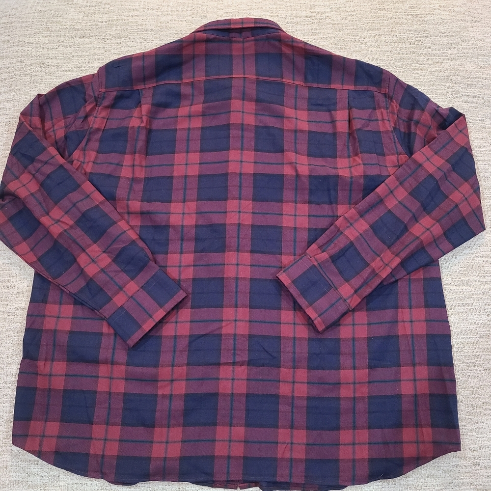 NEW VINEYARD VINES OTG brushed twill classic fit plaid shirt MED Burgundy Navy - Picture 3 of 9
